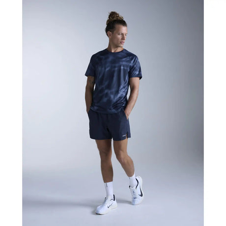 2XU Aero t-shirt de course à pied pour homme- Midnight Marble / Silver Reflective