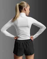 2XU Aero Waffle chandail 1/2 zip de course à pied pour femme - Blanc / Blanc réfléchissant