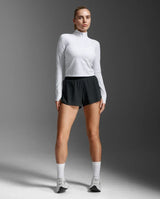 2XU Aero Waffle chandail 1/2 zip de course à pied pour femme - Blanc / Blanc réfléchissant