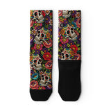 Outway Afterlife Crew unisex running sock - Black / Red - flat lay pair