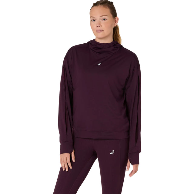 Chandail à capuchon de course ASICS Nagino Run Winter pour femme, coloris Indigo Fog — vue de face