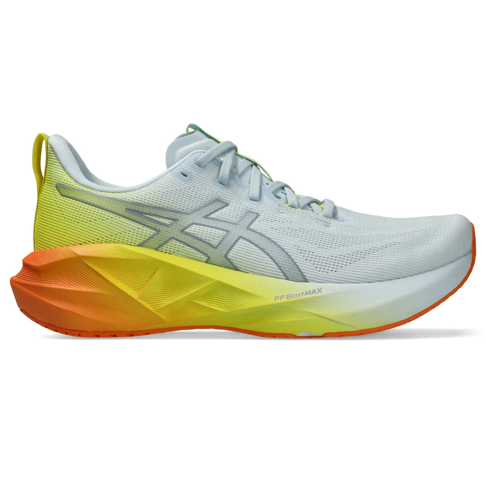 ASICS Novablast 5 Sunny Sizzle men’s running shoe, Sky / Lemon Spark colourway