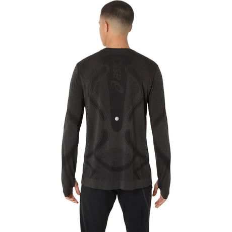 Haut de course à manches longues ASICS Road Seamless pour homme, coloris Performance Black — vue de dos