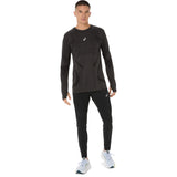 ASICS Road Seamless long-sleeve running top for men, Performance Black colour — detailed front view