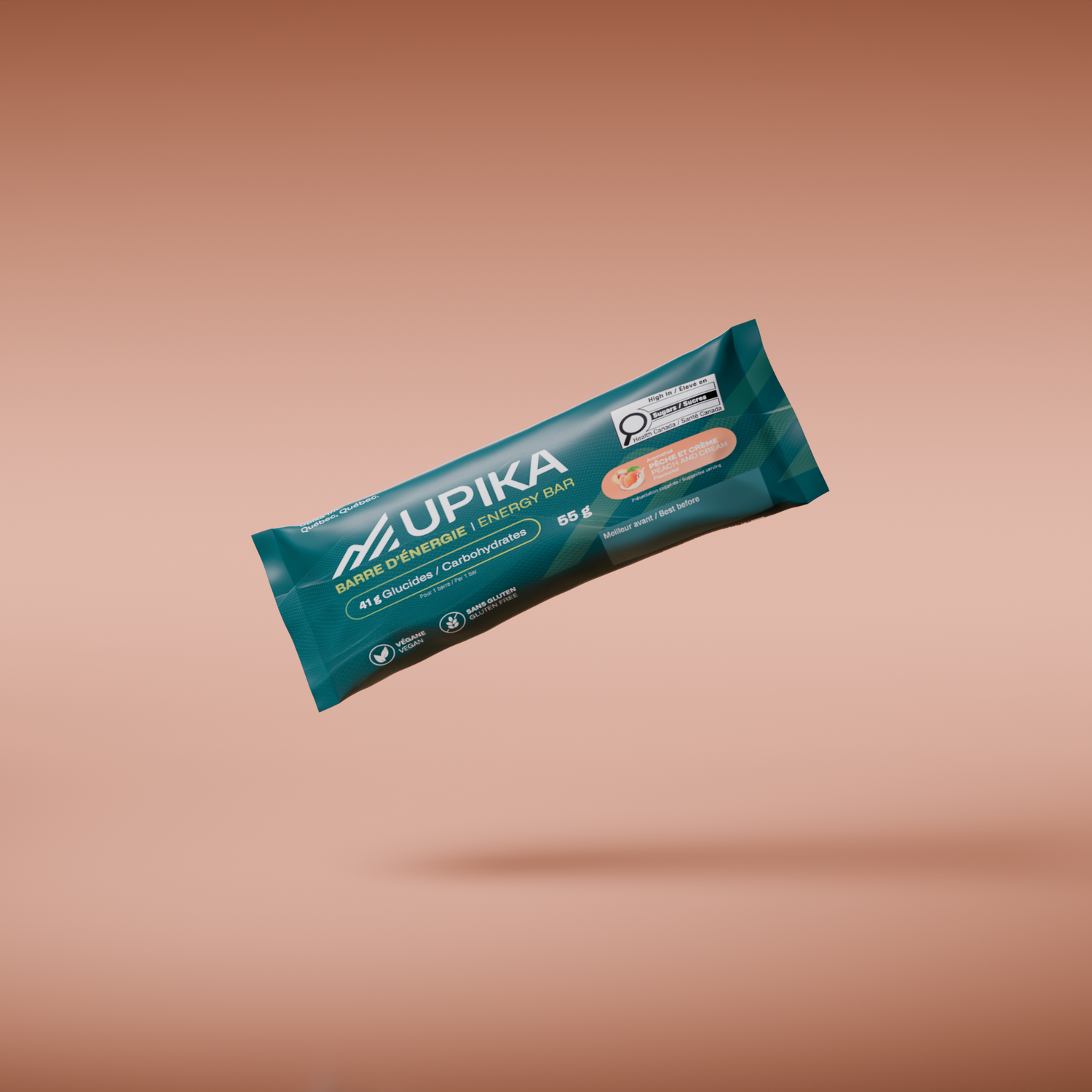 Barre énergétique Upika Pêche et crème végane | Upika Peach & Cream vegan energy bar