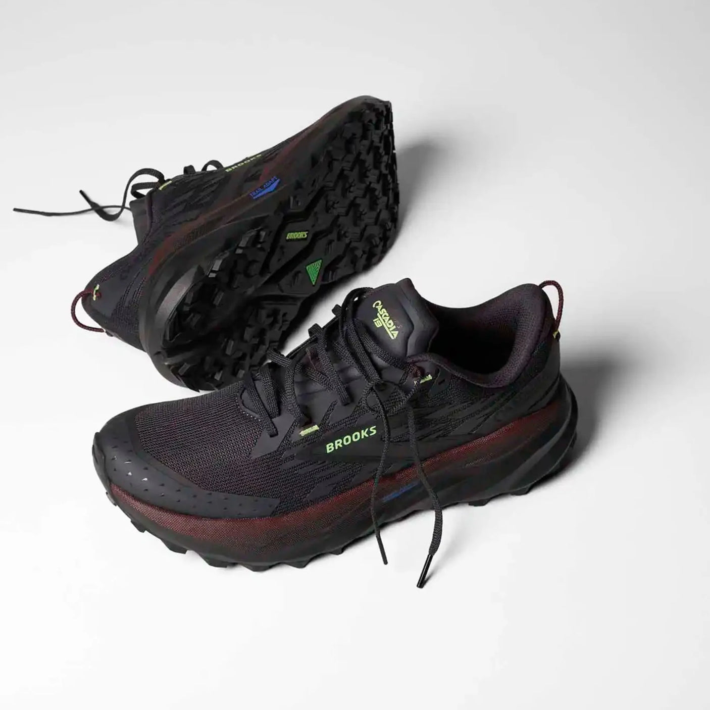 Brooks Cascadia 19 chaussures de course à pied trail homme - Phantom / Rum Raisin / Green