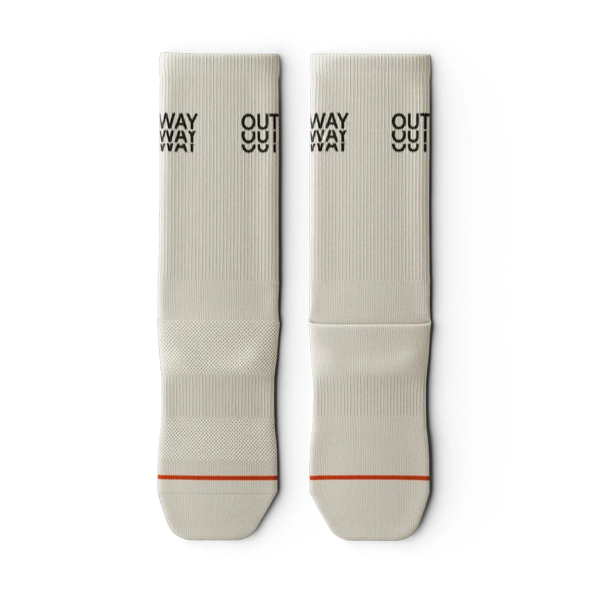 Outway Core Off White Crew unisex running sock - Off White - flat lay pair