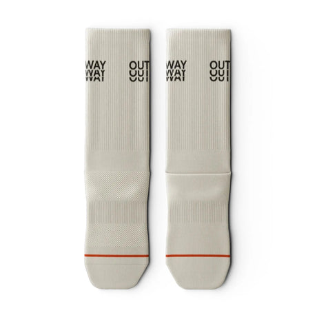 Outway Core Off White Crew unisex running sock - Off White - flat lay pair