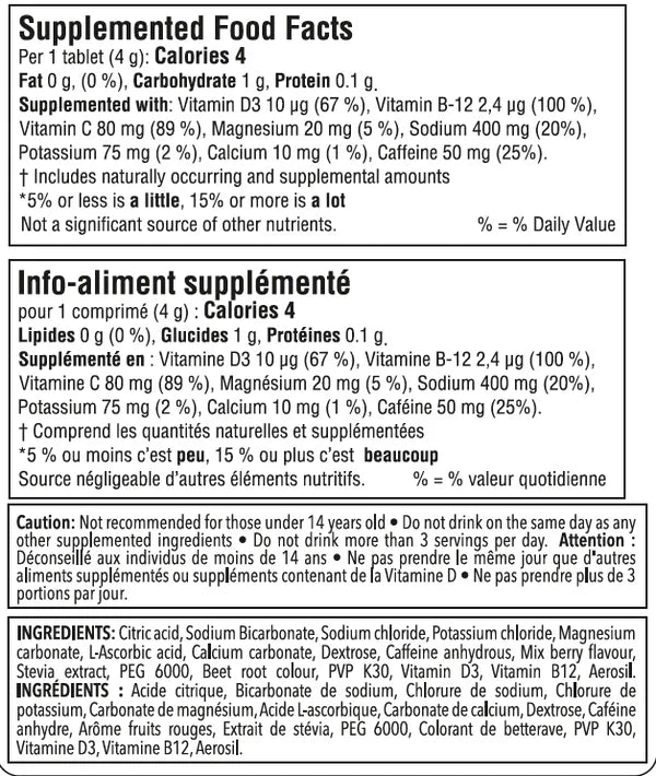 Krono Fizz Electrolytes - Wild Berries - Nutrition Facts