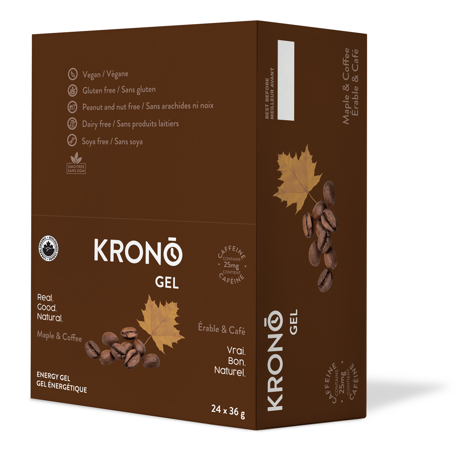 Krono Nutrition Gel énergétique Érable et café - Boîte de 24