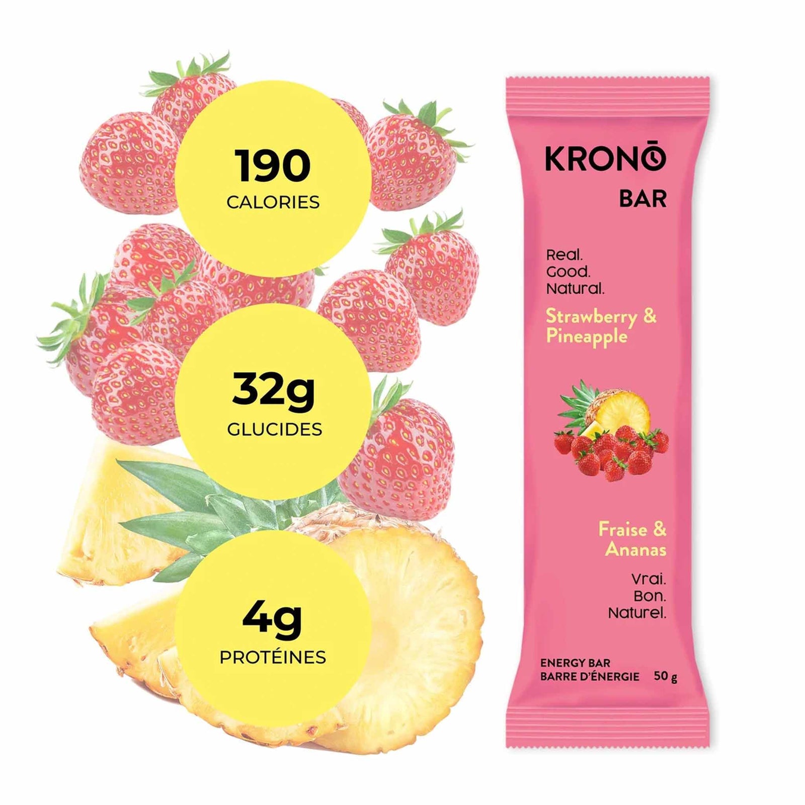 Krono Strawberry and Pineapple Energy Bar - Box of 12