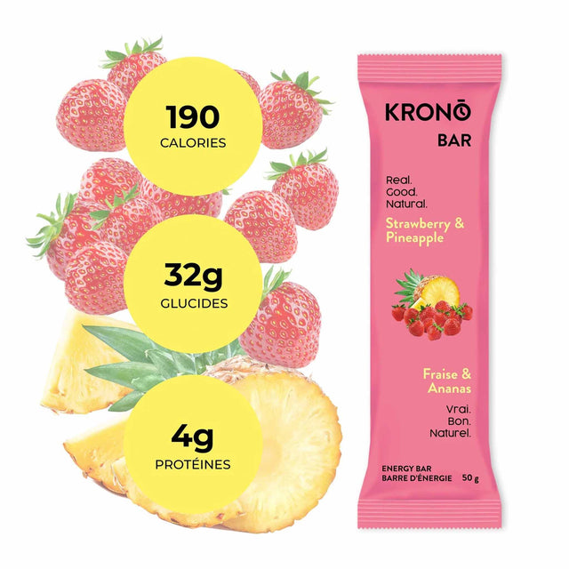 Krono Barre énergétique Fraises et ananas - Boîte de 12