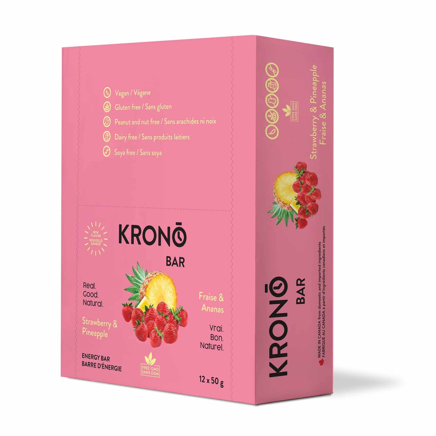 Krono Barre énergétique Fraises et ananas - Boîte de 12
