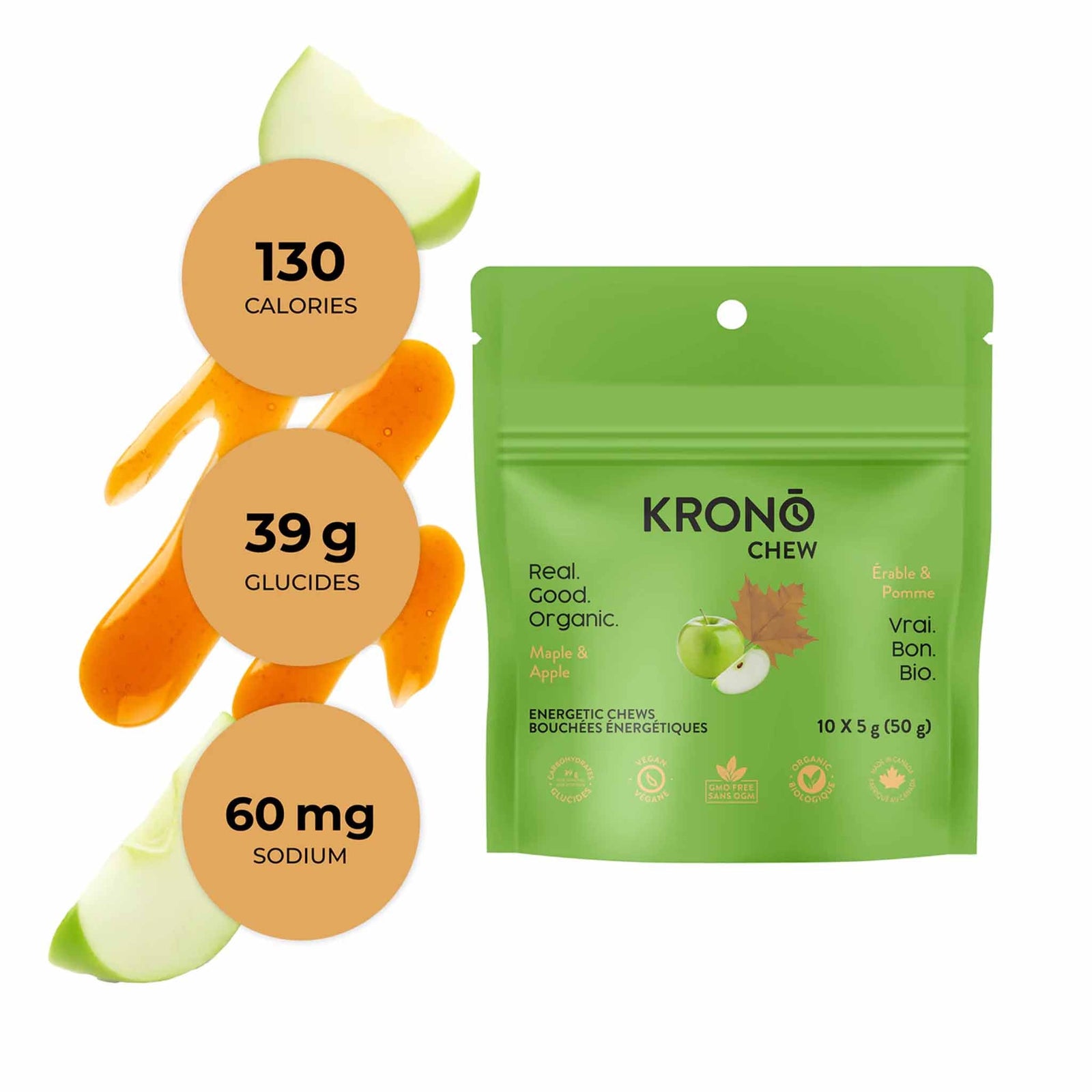Krono Nutrition Krono Nutrition Chews érable et pomme - Boîte de 12
