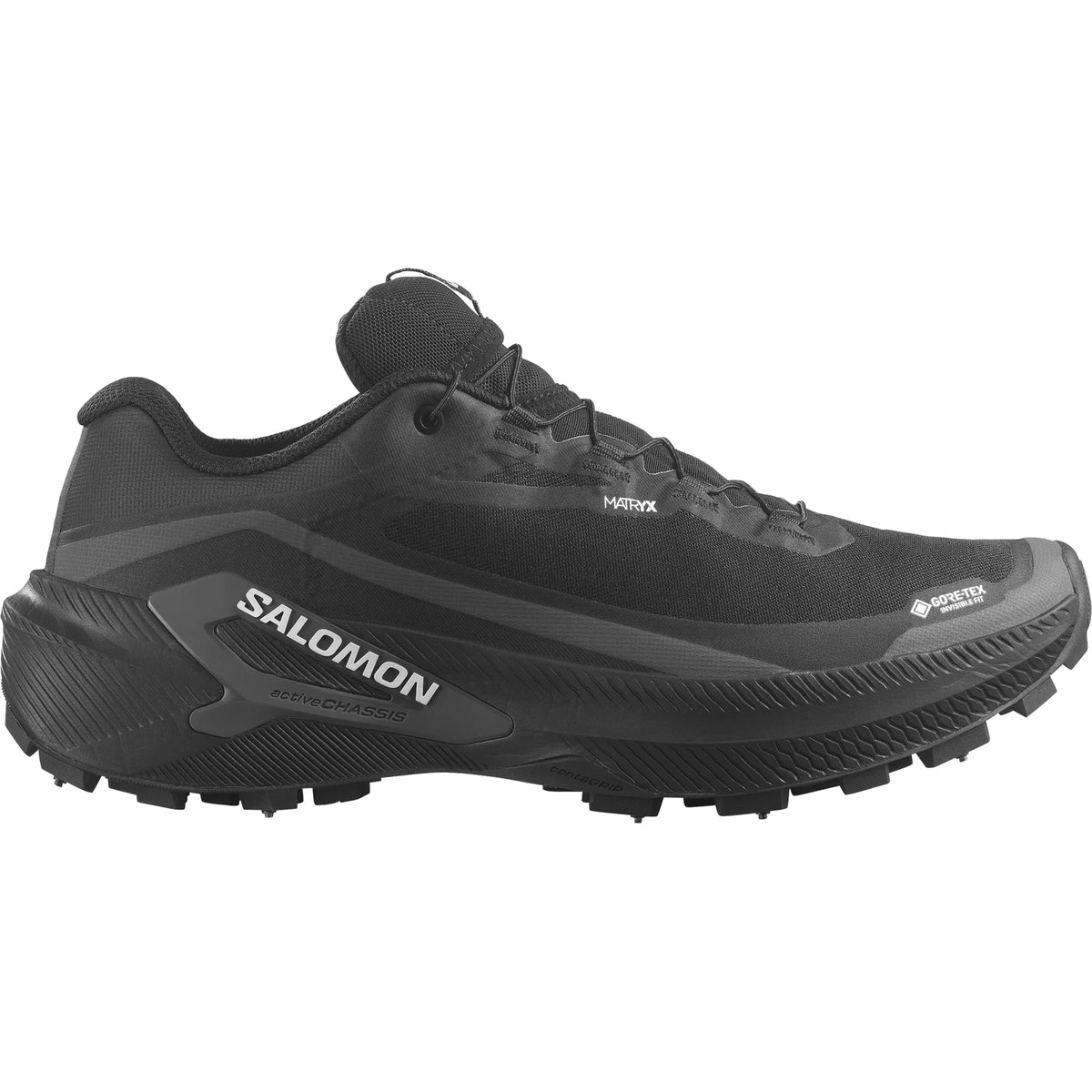 Salomon Genesis 2 GTX Spike chaussures de course en sentier unisexe - Black / Black / White, profil extérieur