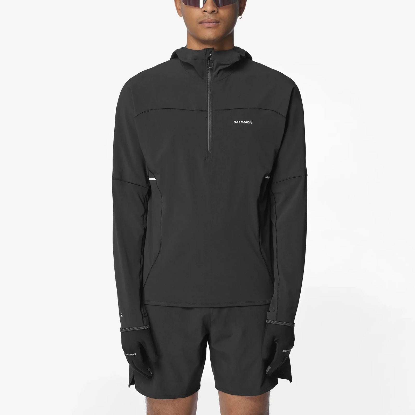 Salomon Sense Aero Hybrid veste mi-couche à demi-zip à capuchon pour homme - Deep Black