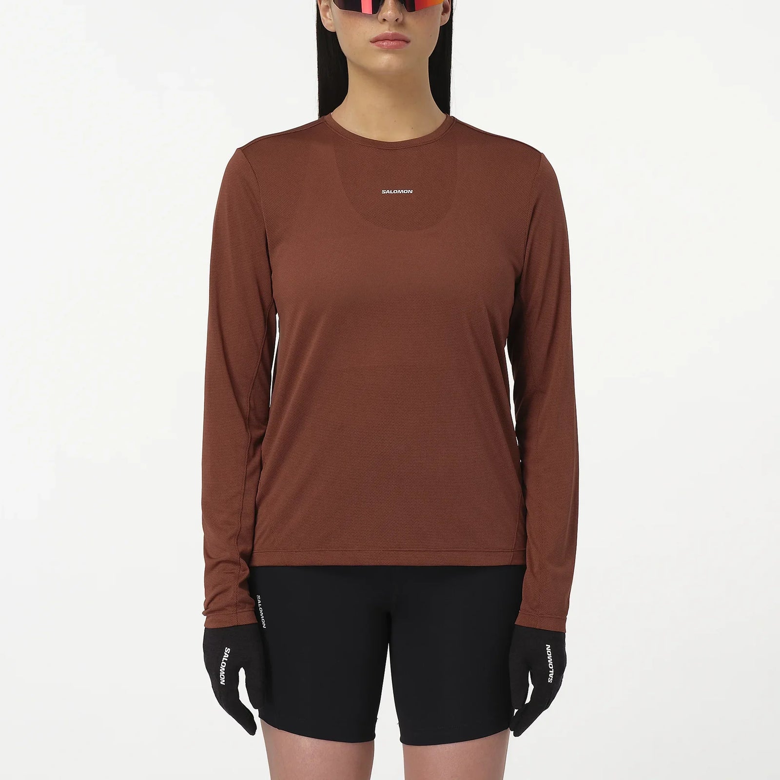 Salomon SHAKEout Core t-shirt de course à manches longues pour femme - Burnt Umber