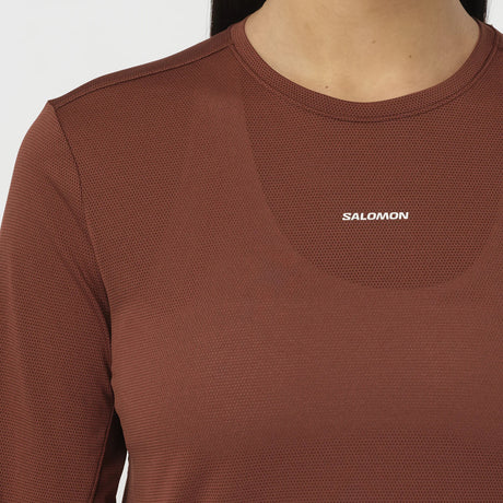 Salomon SHAKEout Core t-shirt de course à manches longues pour femme - Burnt Umber
