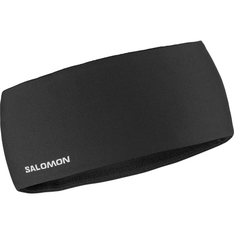 Salomon Run Tech unisex winter running headband - Deep Black - front view