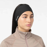 Salomon Run Tech unisex winter running headband - Deep Black - worn