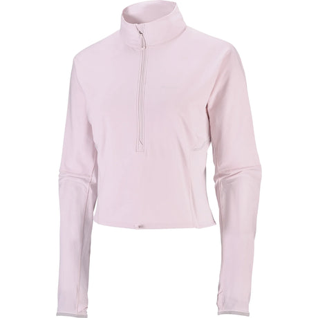 Salomon Sense Aero Hybrid cropped running pullover for women - Icy Pink - front view