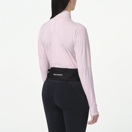 Salomon Sense Aero Hybrid cropped running pullover for women - Icy Pink - worn