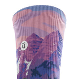 Outway Lavender Heights Crew unisex running sock - Purple / Green - cuff close-up
