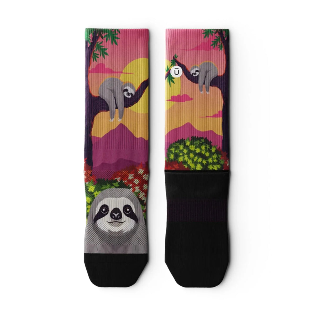 Outway Lazy Head Crew chaussette de course unisexe - Rose / Vert - paire à plat