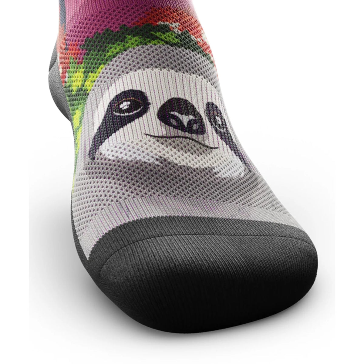 Outway Lazy Head Crew chaussette de course unisexe - Rose / Vert - vue des orteils