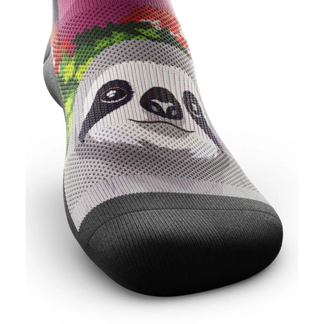 Outway Lazy Head Crew unisex running sock - Pink / Green - toe view