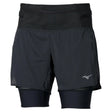 Mizuno short de course à pied multipoches 2-en-1 pour femme - Noir