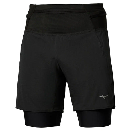 Mizuno short de course à pied multipoches 2-en-1 pour homme - Noir