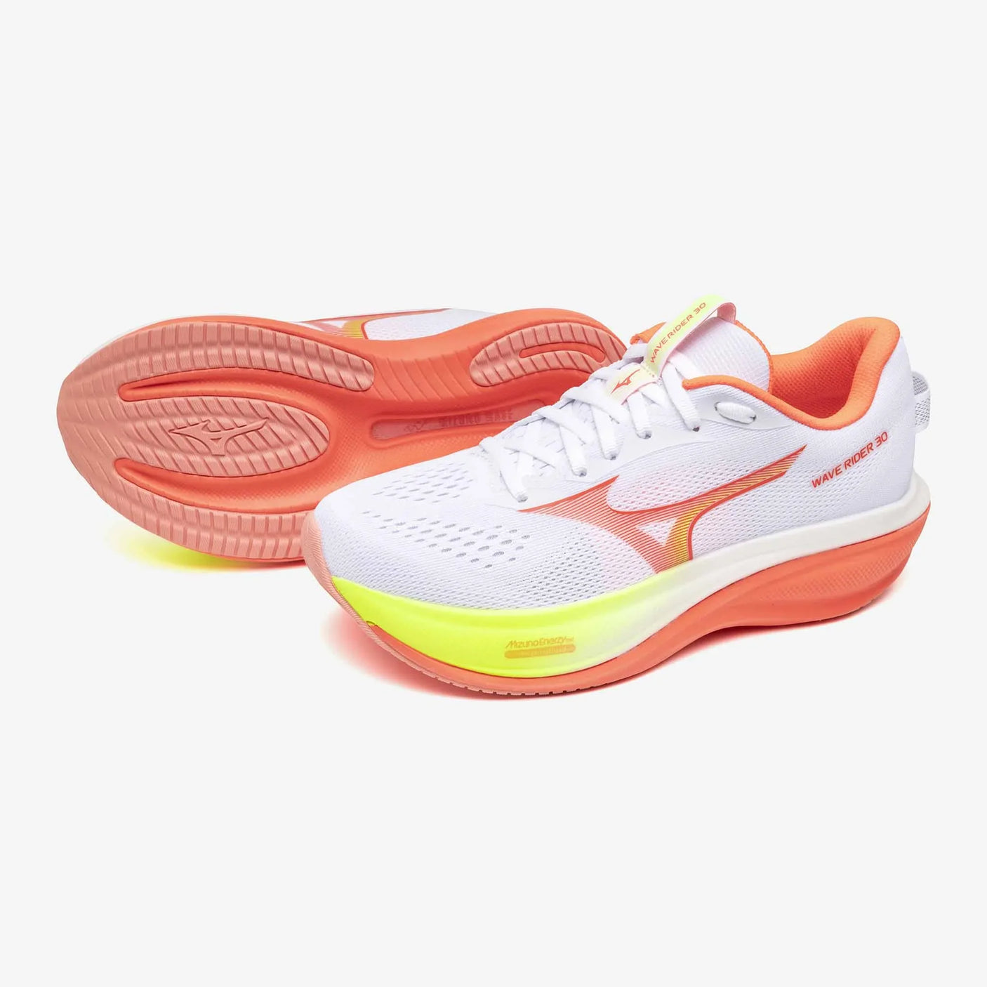 Mizuno Wave Rider 30 Women's Running Shoes - White / Flamingo Coral 