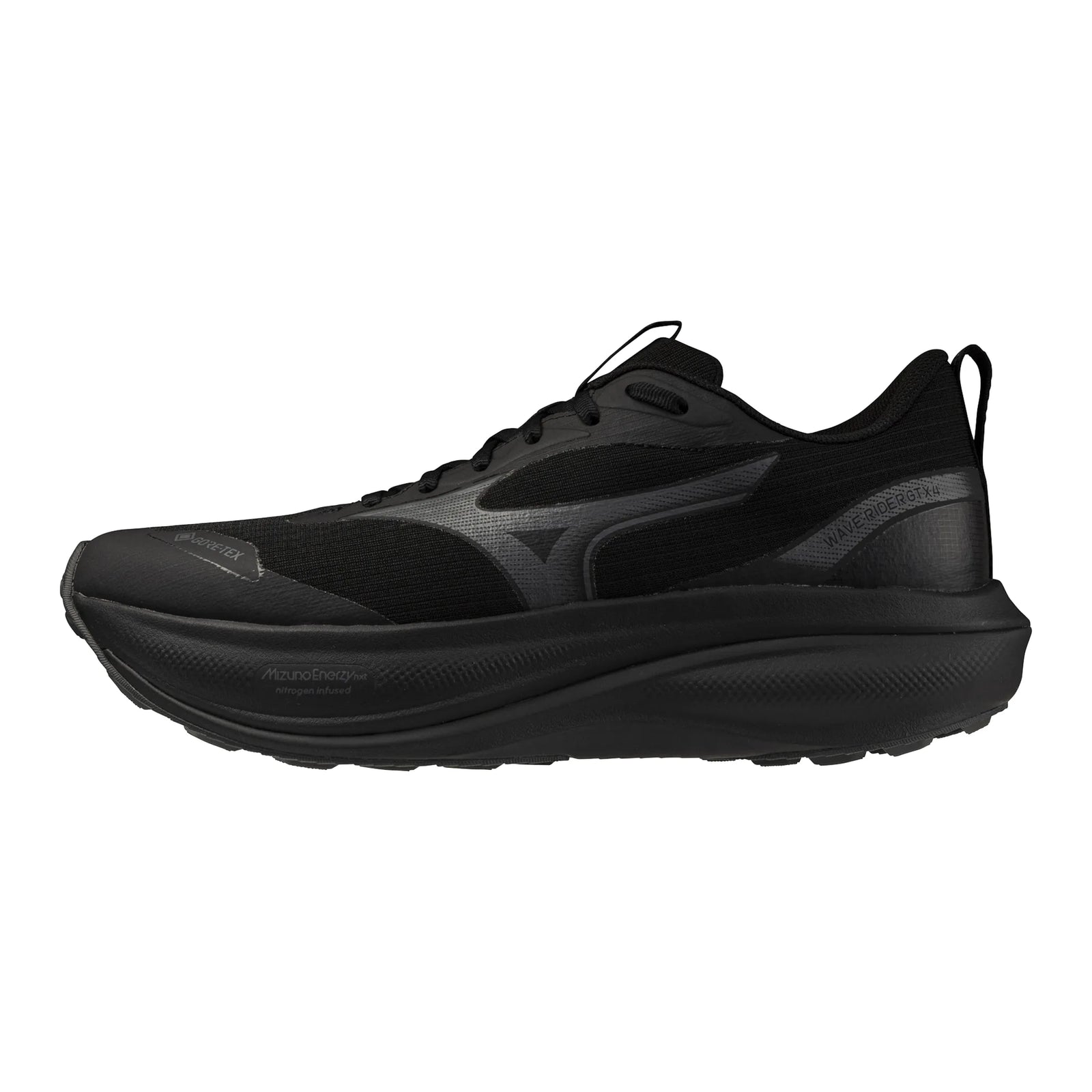 Mizuno Wave Rider GTX 4 chaussure de course à pied imperméable pour homme, coloris Black / Black Sand — image principale