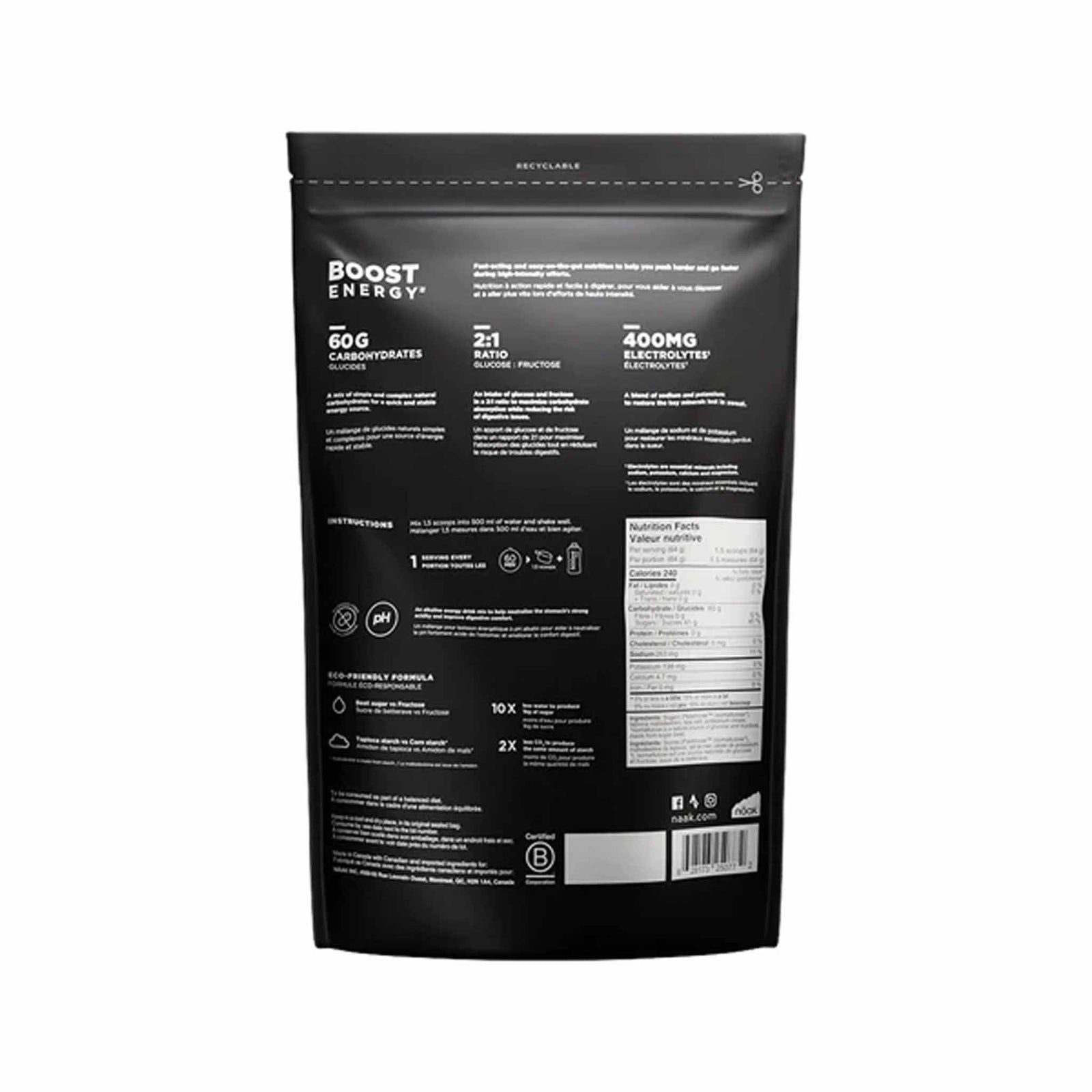 Näak Näak Boost Energy™ Drink Mix pour sport d'endurance - 1 sac