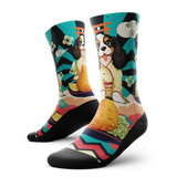 Outway Barkatsu Crew unisex running socks - Black / Blue