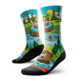 Outway Bubbly Beaver Crew unisex running socks - Green / Blue