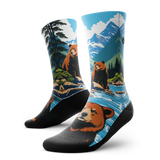 Outway Grizzlies Crew unisex running socks - Brown / Blue