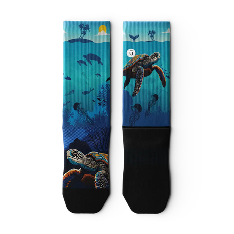 Outway Oceanic Sanctuary Crew Chaussette de course à pied unisexe - Bleu / Noir