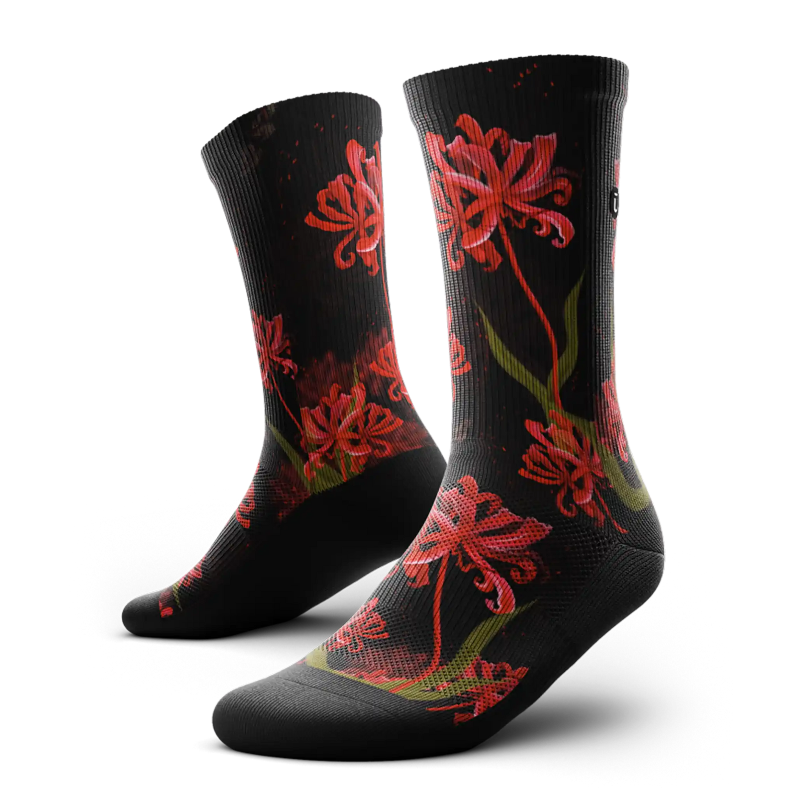 Outway Spider Lily Crew unisex running socks - Black / Red