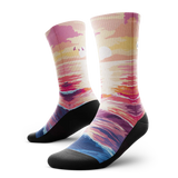 Outway Sunkissed Waves Crew unisex running socks - Black / Pink