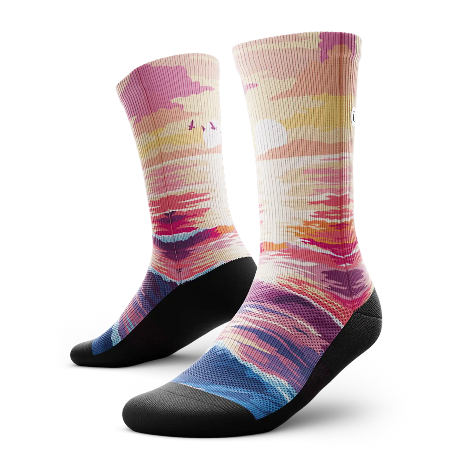 Outway Sunkissed Waves Crew unisex running socks - Black / Pink