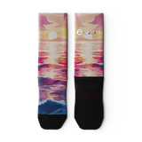 Outway Sunkissed Waves Crew unisex running socks - Black / Pink