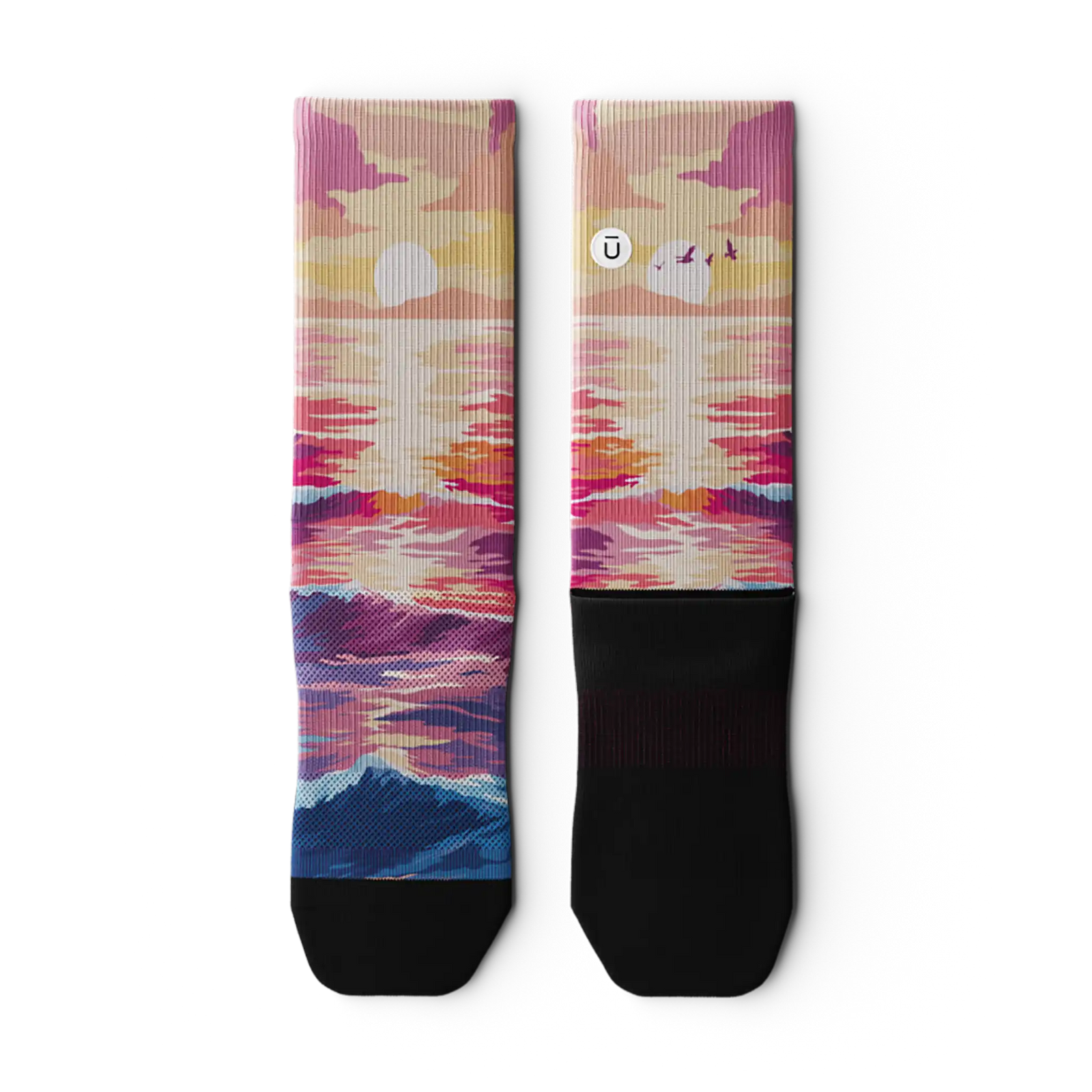 Outway Sunkissed Waves Crew unisex running socks - Black / Pink