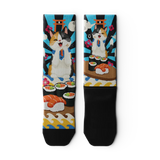 Outway Sushi Purrfection Crew Chaussette de course à pied unisexe - Bleu / Noir