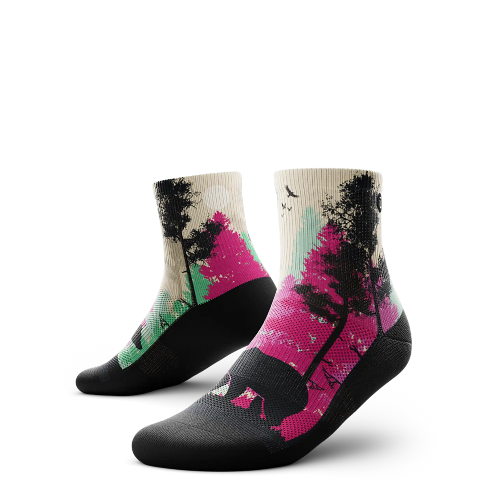 Outway Wild Spectrum Quarter unisex running socks - Black / Pink
