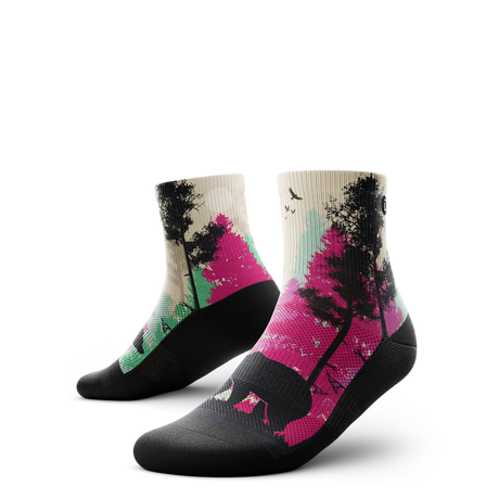 Outway Wild Spectrum Quarter Chaussette de course à pied unisexe - Noir / Rose