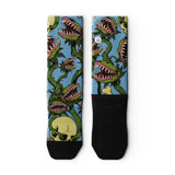 Outway Plants Gone Wild Crew unisex running sock - Blue / Green - flat lay pair