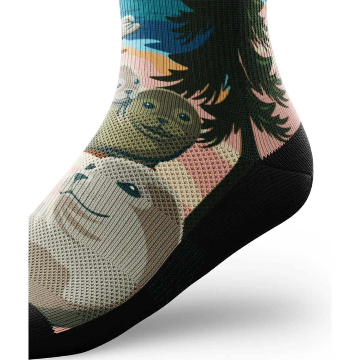 Outway Prince Edward Crew unisex running sock - Blue / Beige - side view