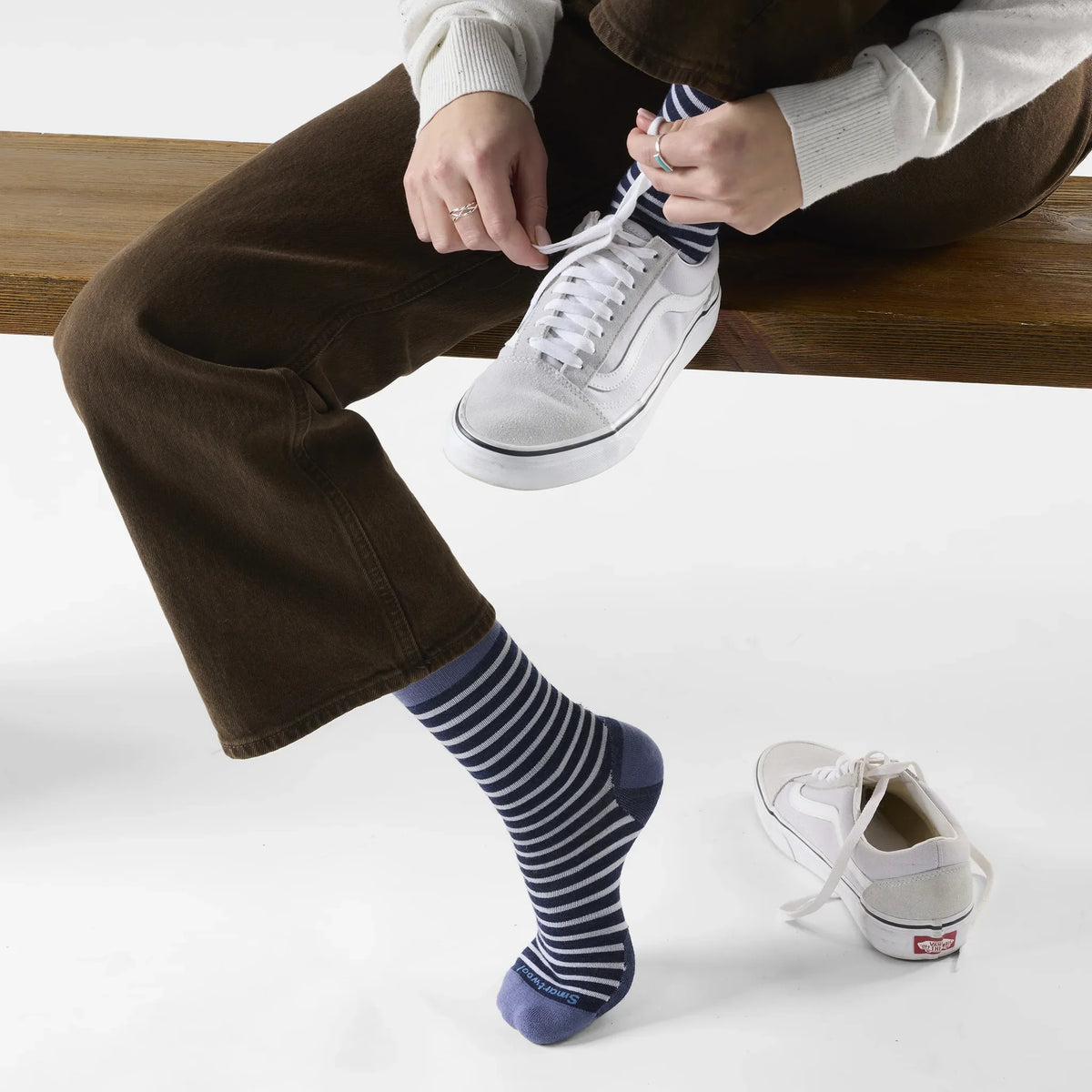 Smartwool chaussette de tous les jours Pin Stripe pour femme - Bleu marine profond, deuxième vue